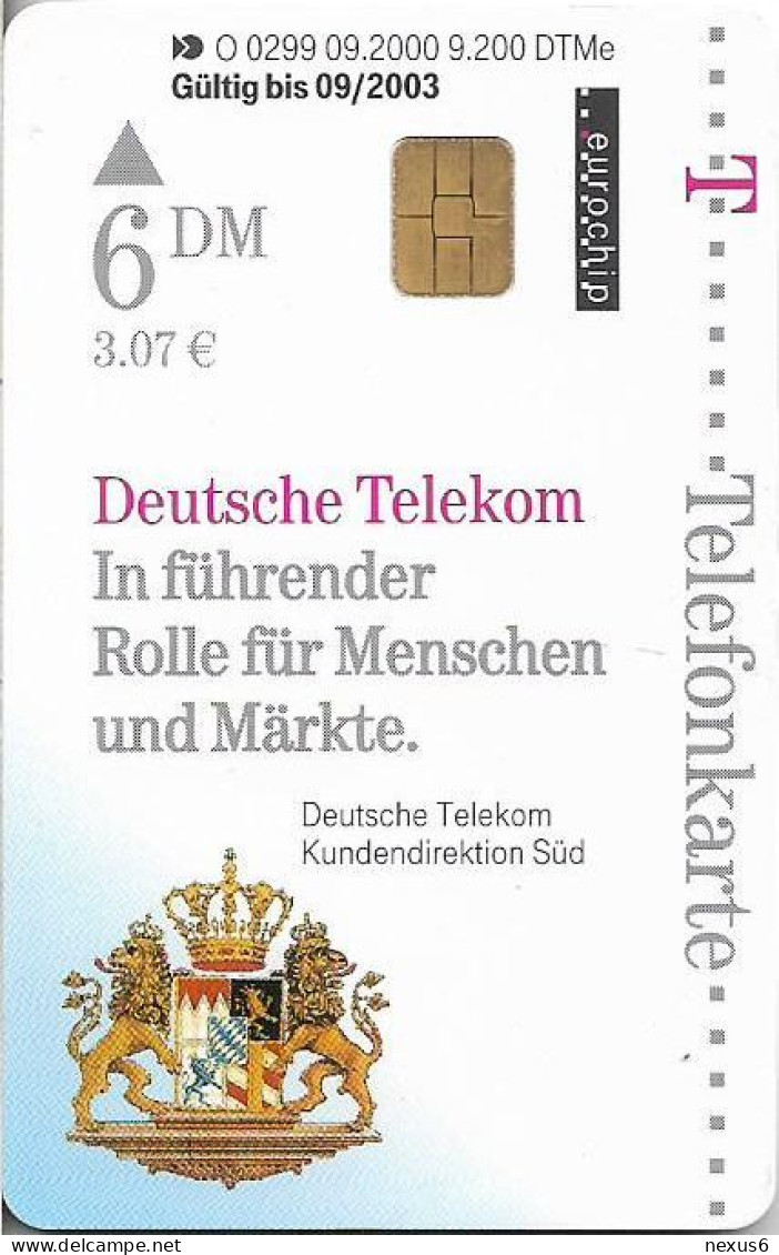 Germany - Deutsche Telekom - Direktion Süd, München - O 0299 - 09.2000, 6DM, 9.200ex, Mint - O-Series : Customers Sets