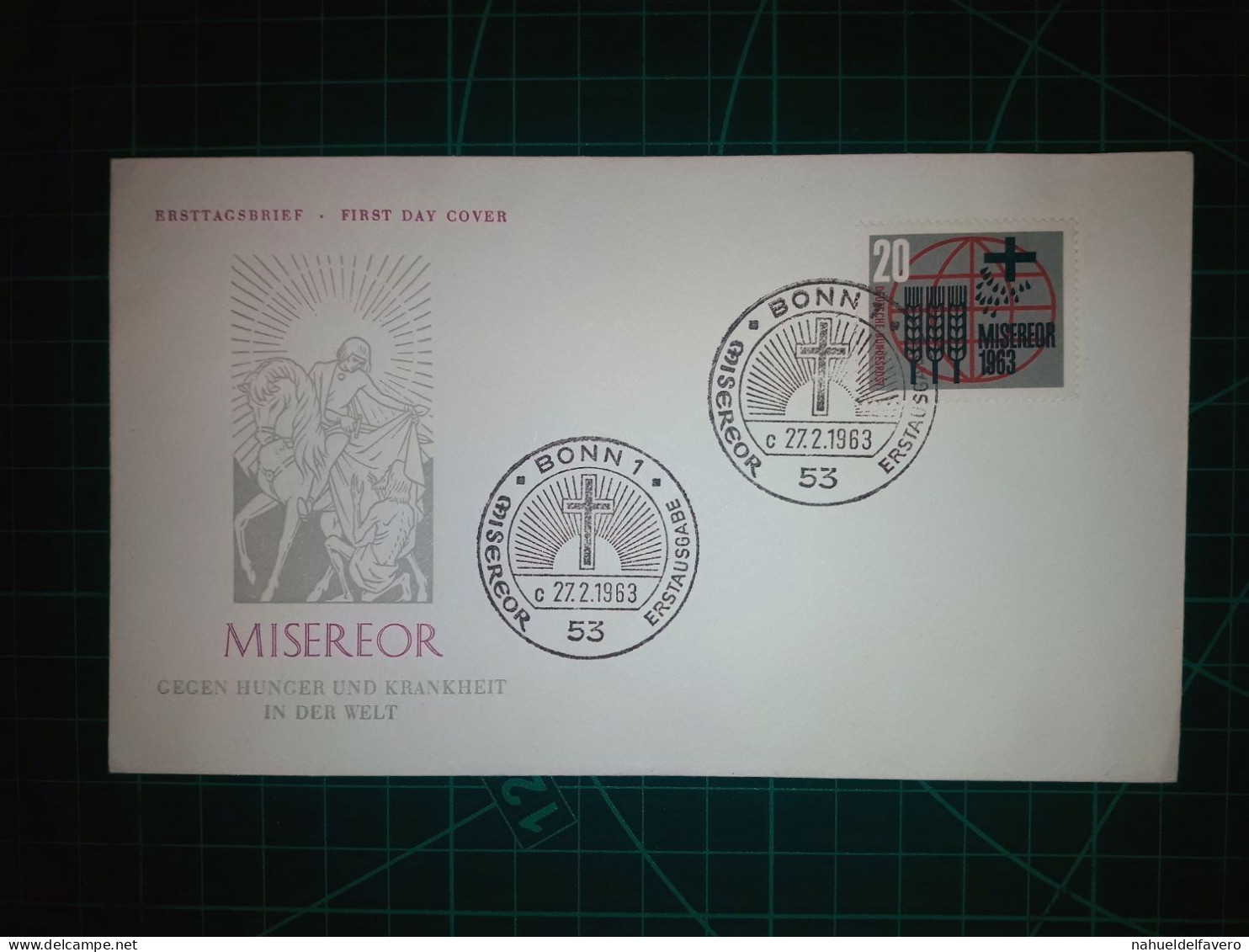 ALLEMAGNE. Enveloppe FDC Avec Cachet Commémoratif De "Gegen Hunger Und Krankheit In Der Welt. Timbre Et Cachet Spécial. - 1950-1970