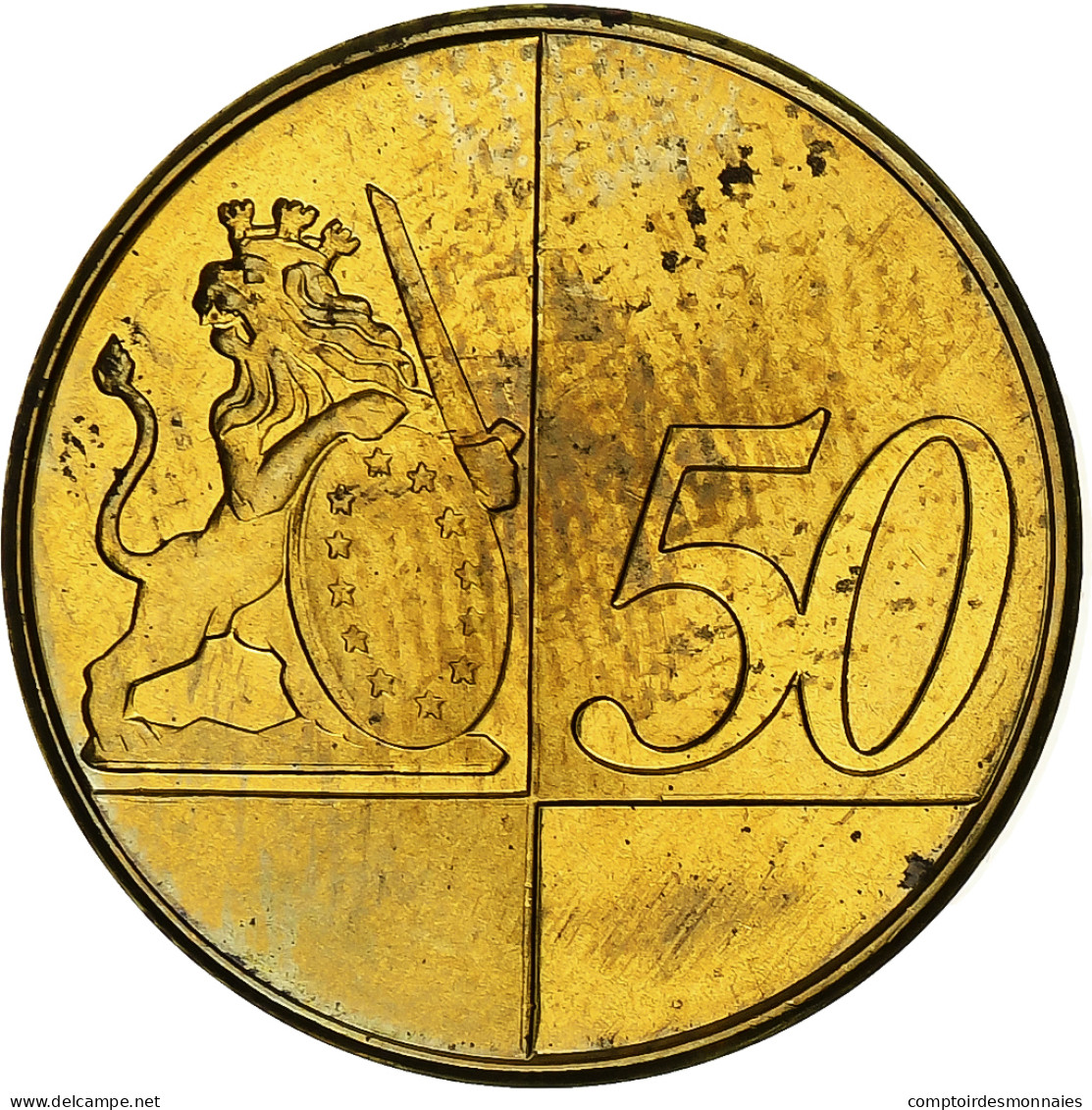 Sainte-Hélène, 50 Euro Cent, Fantasy Euro Patterns, Essai-Trial, BE, Laiton - Essais Privés / Non-officiels