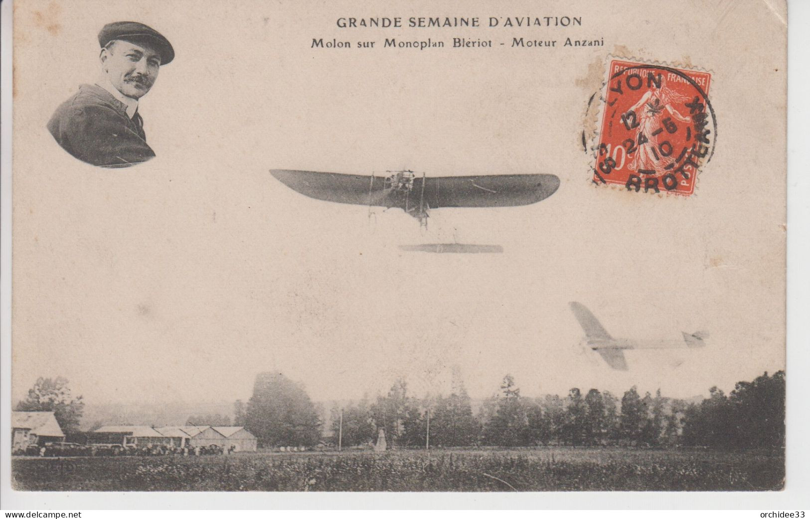 CPA Grande Semaine D'Aviation - Molon Sur Monoplan Blériot - Moteur Anzani - Riunioni