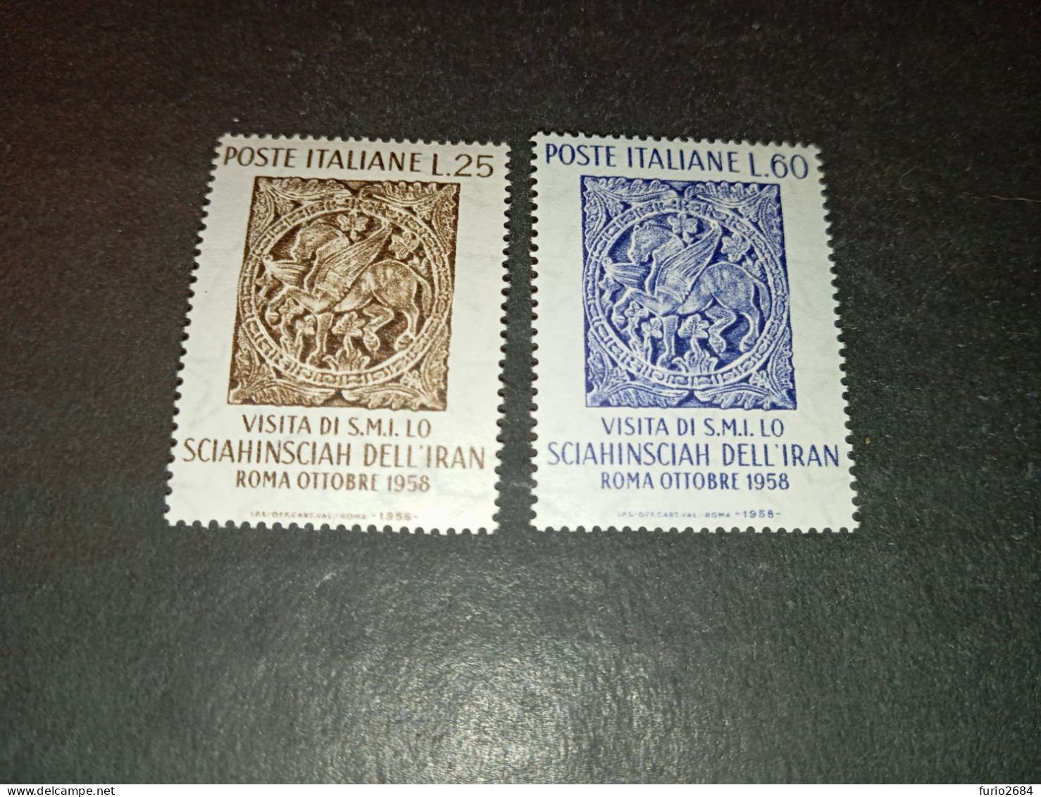 07AL07 REPUBBLICA ITALIANA 1958 VISITA IN ITALIA DELLO SCIA' DELL'IRAN "XX" - 1946-60: Mint/hinged