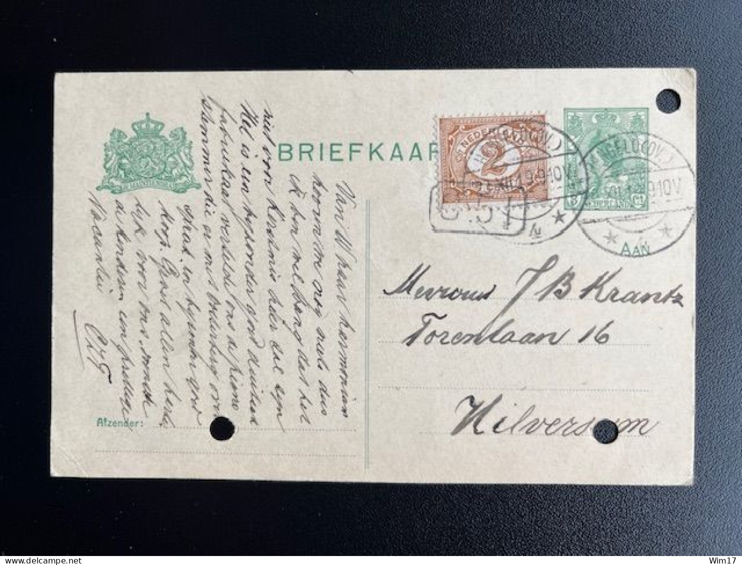 NETHERLANDS 1919 POSTCARD HENGELO (OV) TO HILVERSUM 20-12-1919 NEDERLAND - Postal Stationery