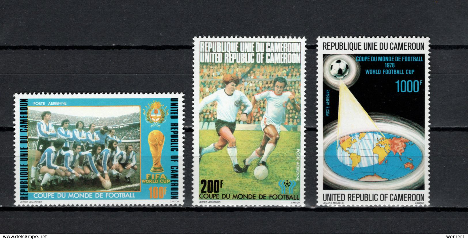 Cameroon - Cameroun 1978 Football Soccer World Cup Set Of 3 MNH - 1978 – Argentina
