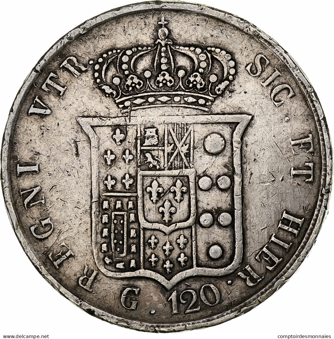 Italie, Ferdinando II, 120 Grana, 1857, Naples, Argent, TB+, KM:370 - Nápoles & Sicile