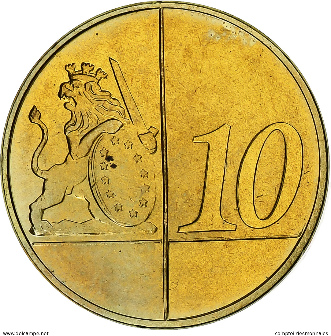 Sainte-Hélène, 10 Euro Cent, Fantasy Euro Patterns, Essai-Trial, BE, Laiton - Essais Privés / Non-officiels