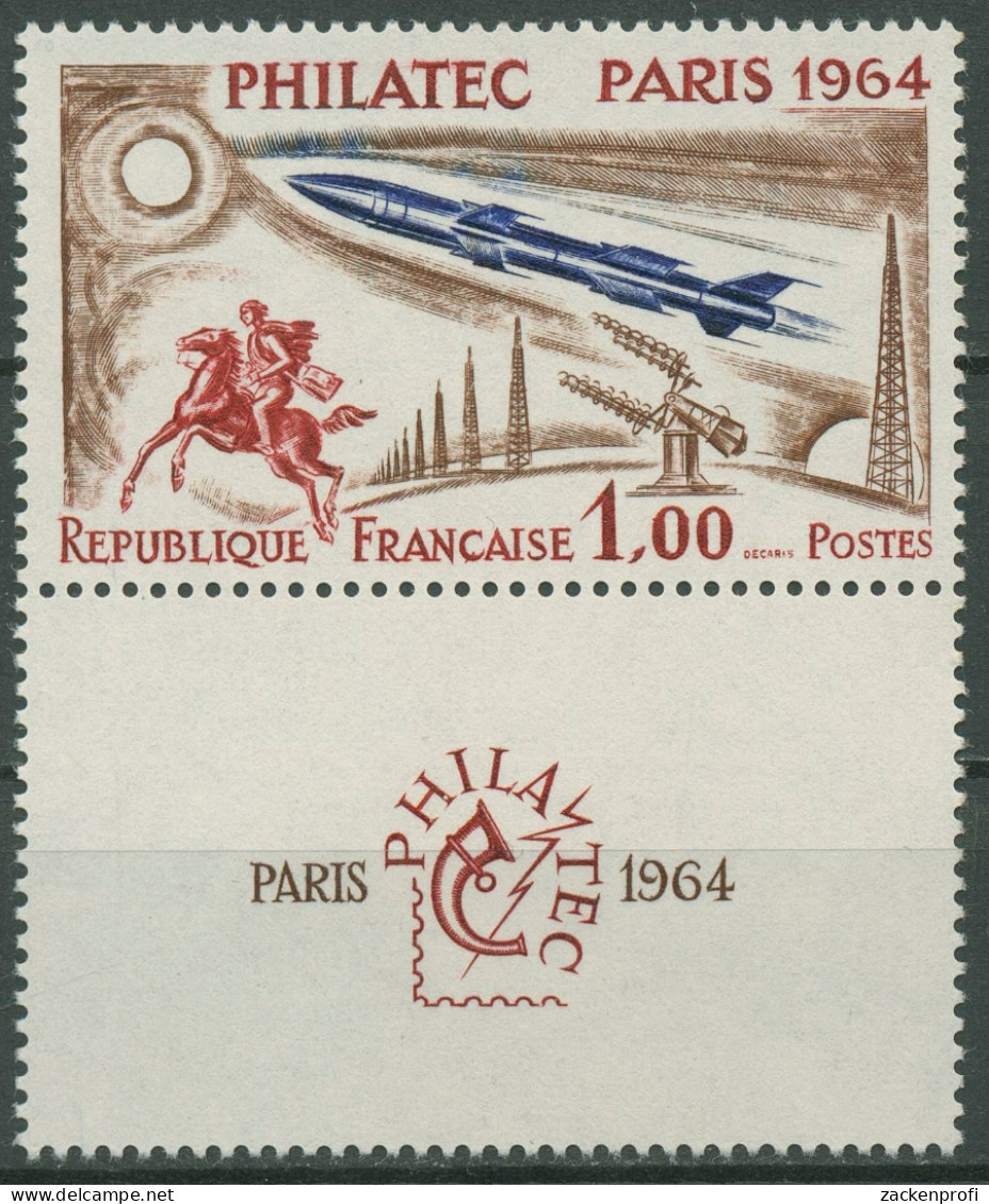 Frankreich 1964 Philatec Paris Postreiter Funktürme Raketen 1480 ZF Postfrisch - Unused Stamps