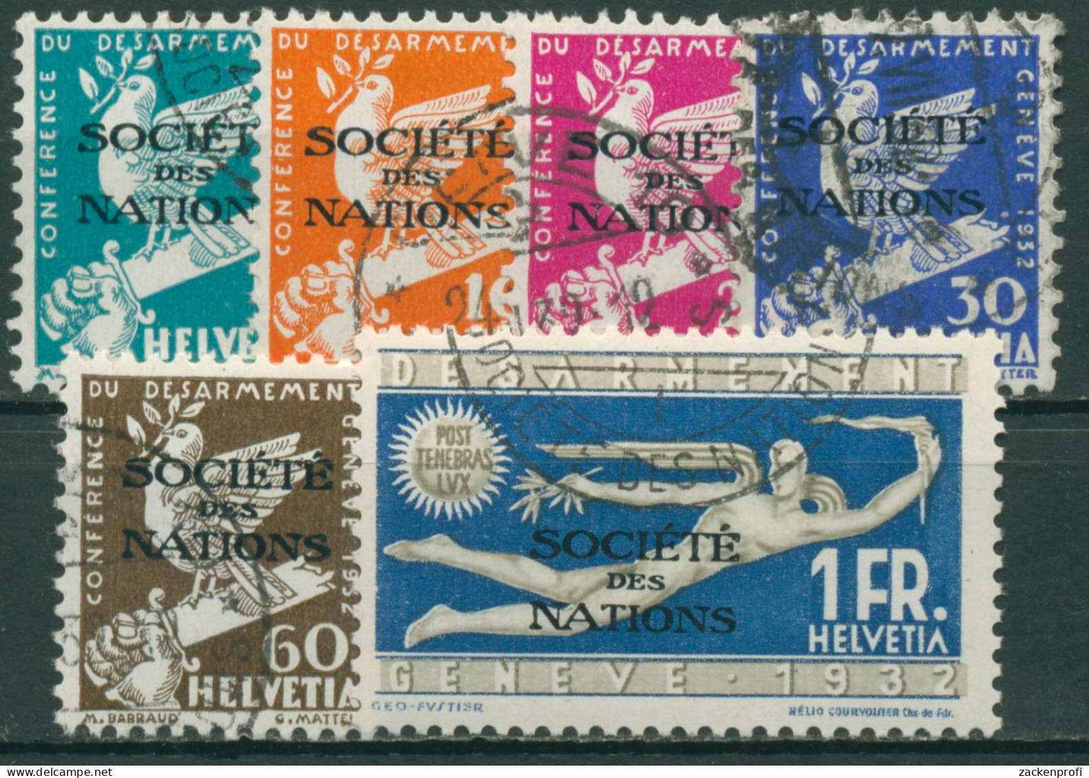 Völkerbund (SDN) 1932 Sondermarken Mit Aufdruck 36/41 Gestempelt - Dienstmarken
