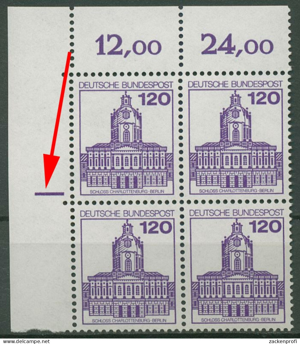 Bund 1982 Burgen & Schlösser 4er-Block Ecke O. Li. Plattenzeichen 1141 Postfr. - Unused Stamps