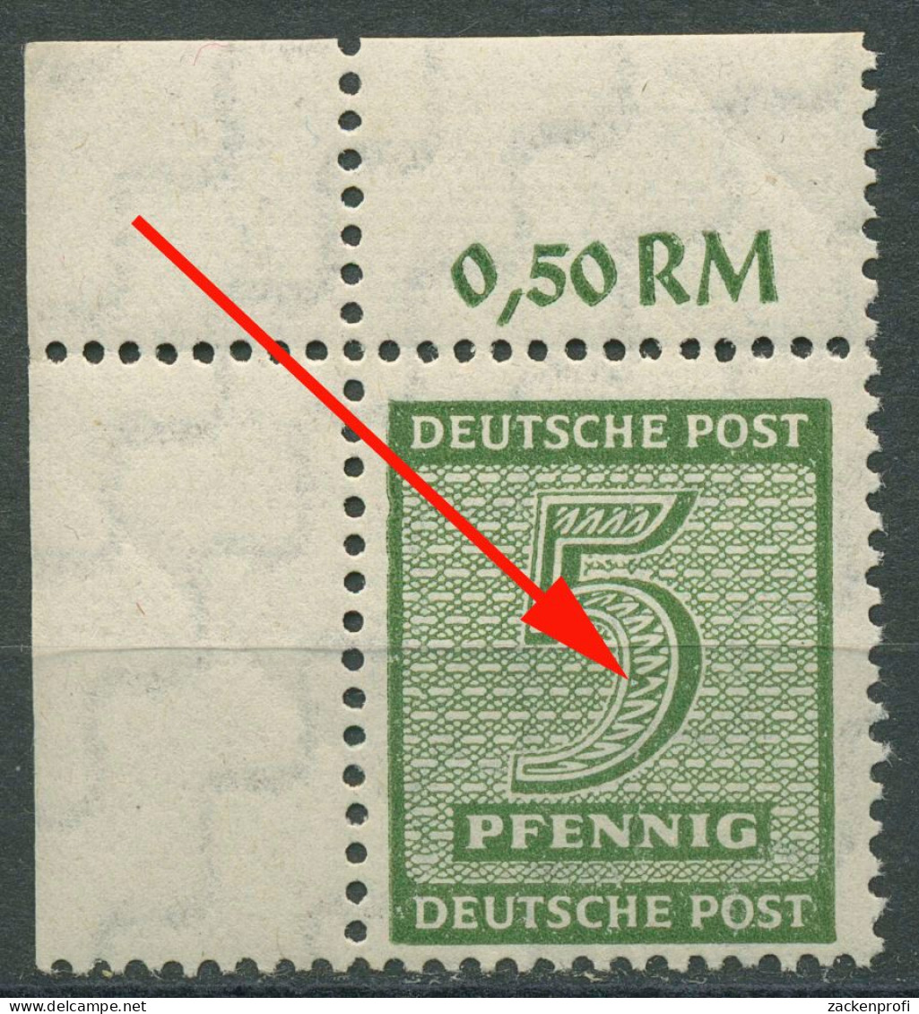 SBZ West-Sachsen Freimarken Ziffern Mit Plattenfehler 128 X W I Ecke Postfrisch - Other & Unclassified