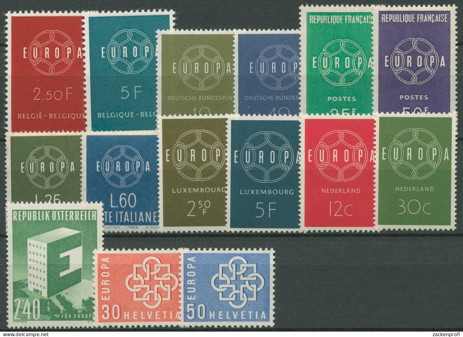 EUROPA CEPT Jahrgang 1959 Postfrisch Komplett (8 Länder) (SG18777) - Années Complètes
