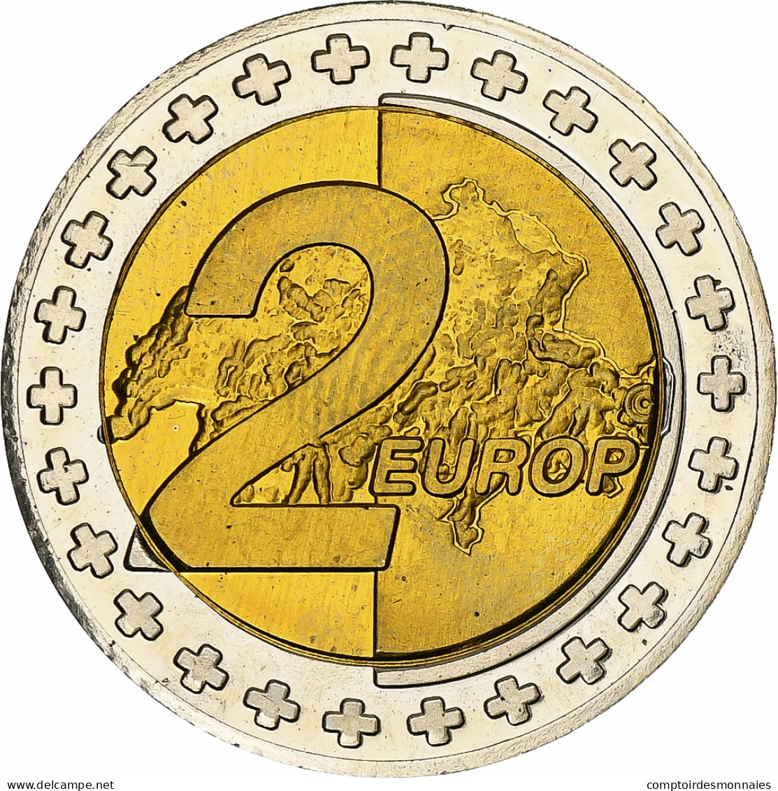 Suisse, 2 Euro, Fantasy Euro Patterns, Essai-Trial, BE, 2003, Bimétallique, FDC - Essais Privés / Non-officiels