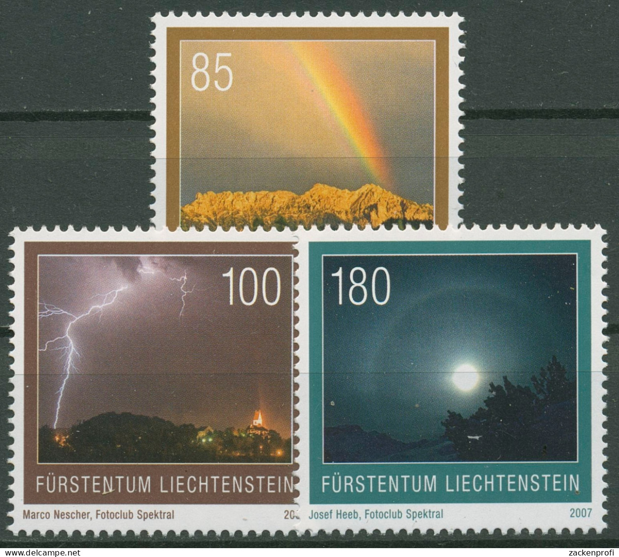 Liechtenstein 2007 Naturphänomene Regenbogen Blitz Komet 1464/66 Postfrisch - Neufs