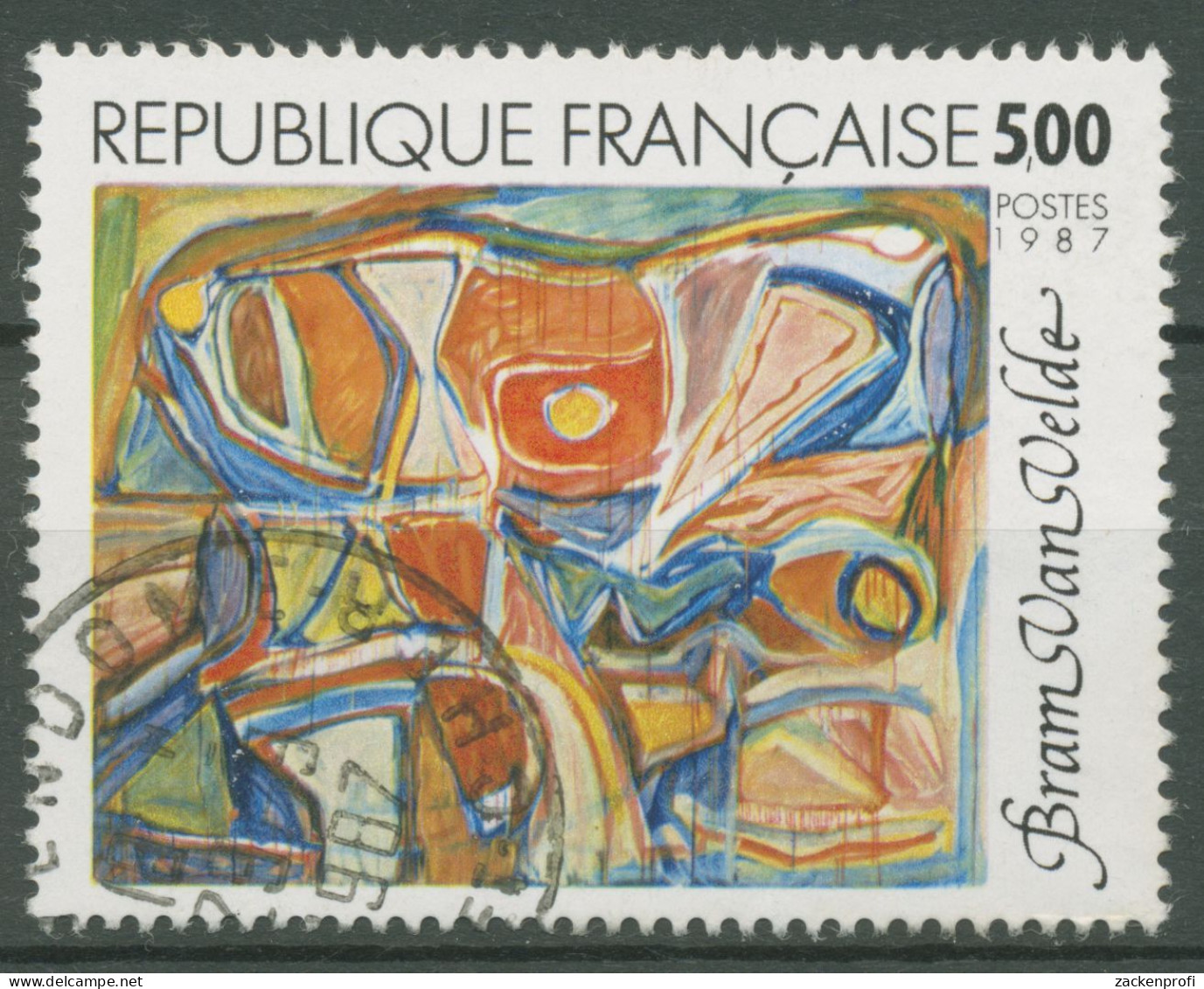 Frankreich 1987 Zeitgenössische Kunst Gemälde Bram Van Velde 2605 Gestempelt - Gebruikt