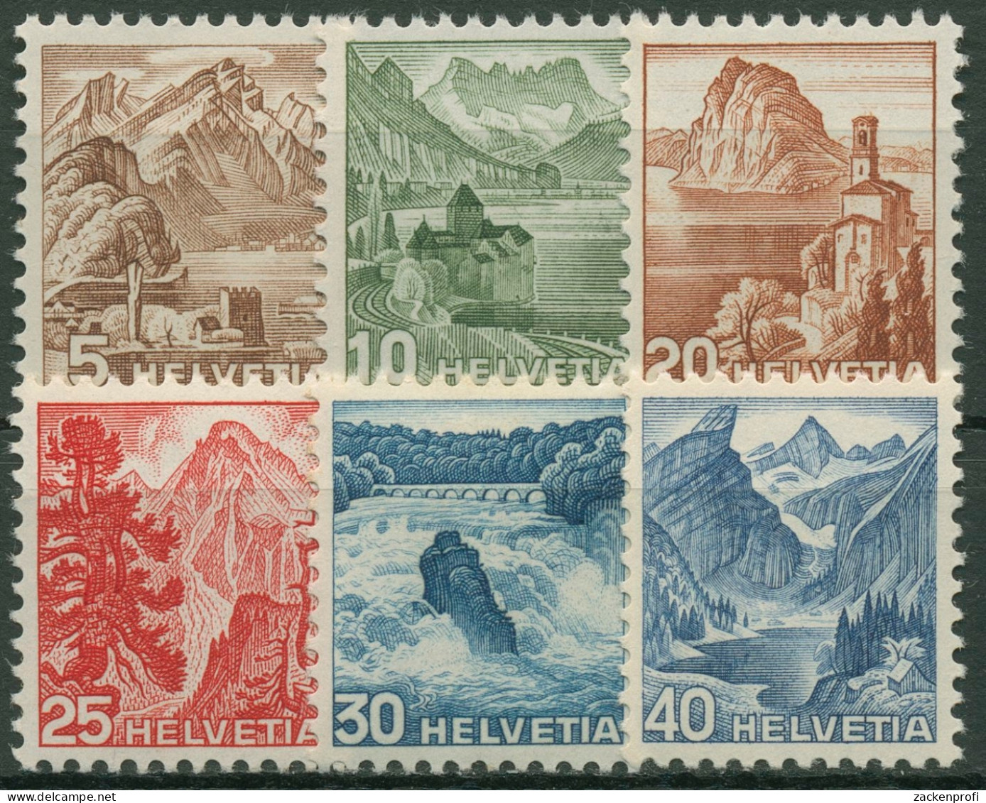 Schweiz 1948 Landschaften Sehenswürdigkeiten Bauwerke 500/05 Postfrisch - Neufs