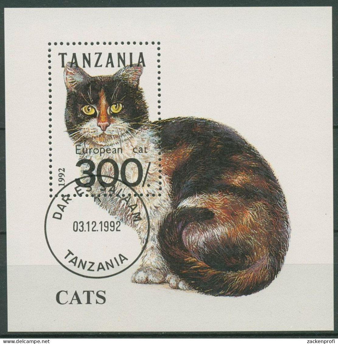 Tansania 1992 Europäische Katze Block 201 Gestempelt (C40264) - Tanzania (1964-...)