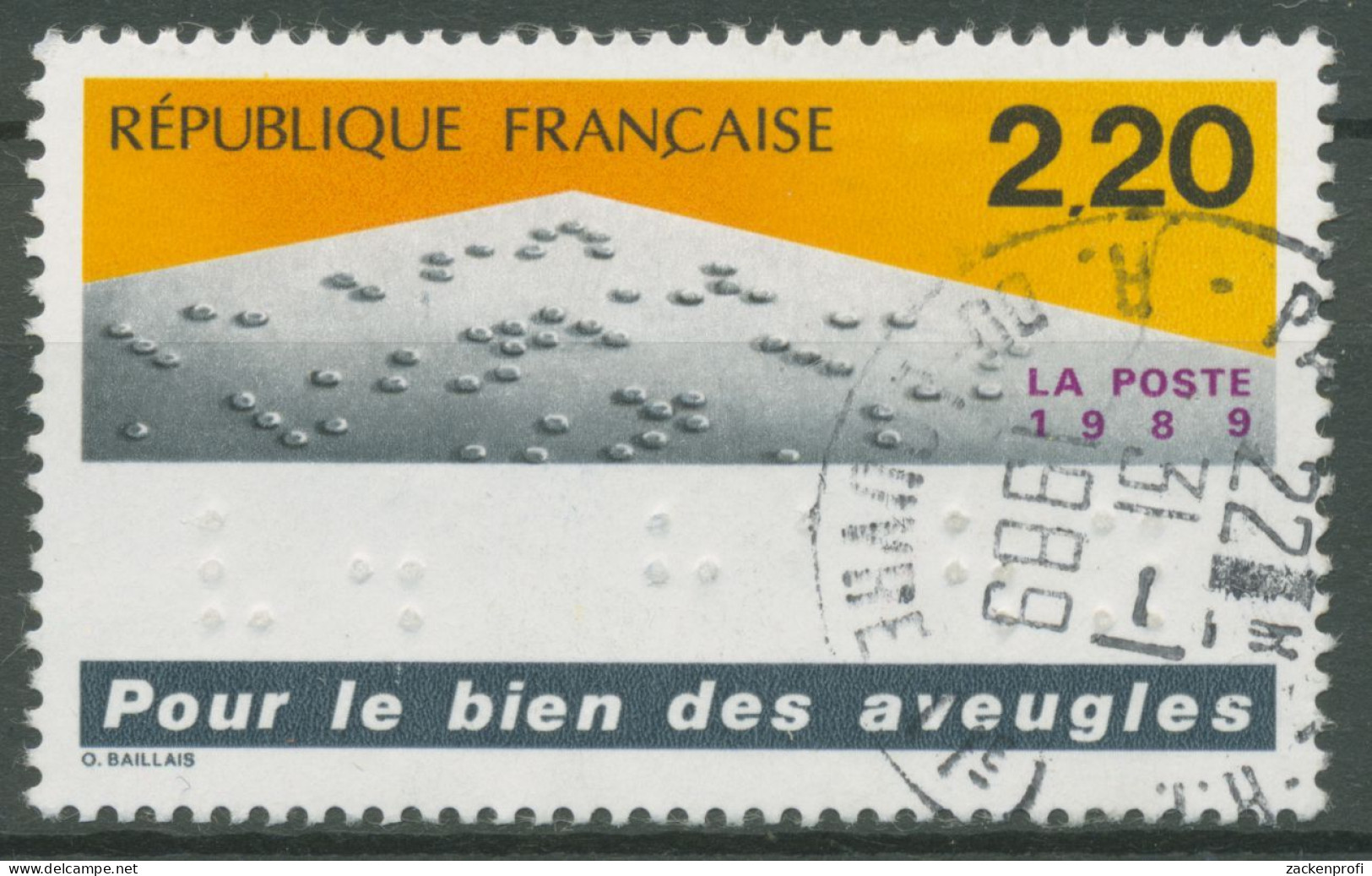 Frankreich 1989 Blindenhilfe Blindenschrift 2698 Gestempelt - Oblitérés