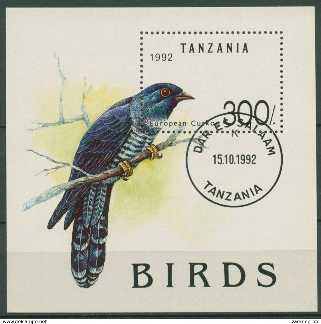 Tansania 1992 Vögel Europäischer Kuckuck Block 190 Gestempelt (C40263) - Tansania (1964-...)