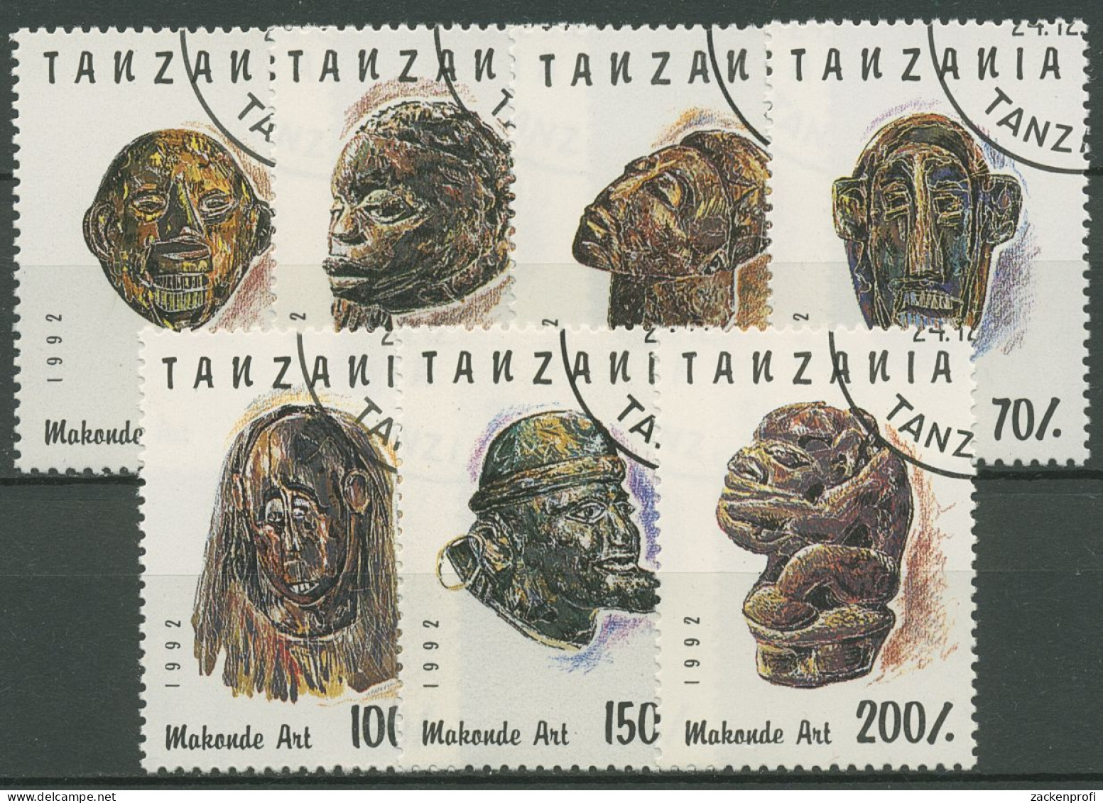 Tansania 1992 Makonde-Kunst Gesichtsmasken 1437/43 Gestempelt - Tanzania (1964-...)