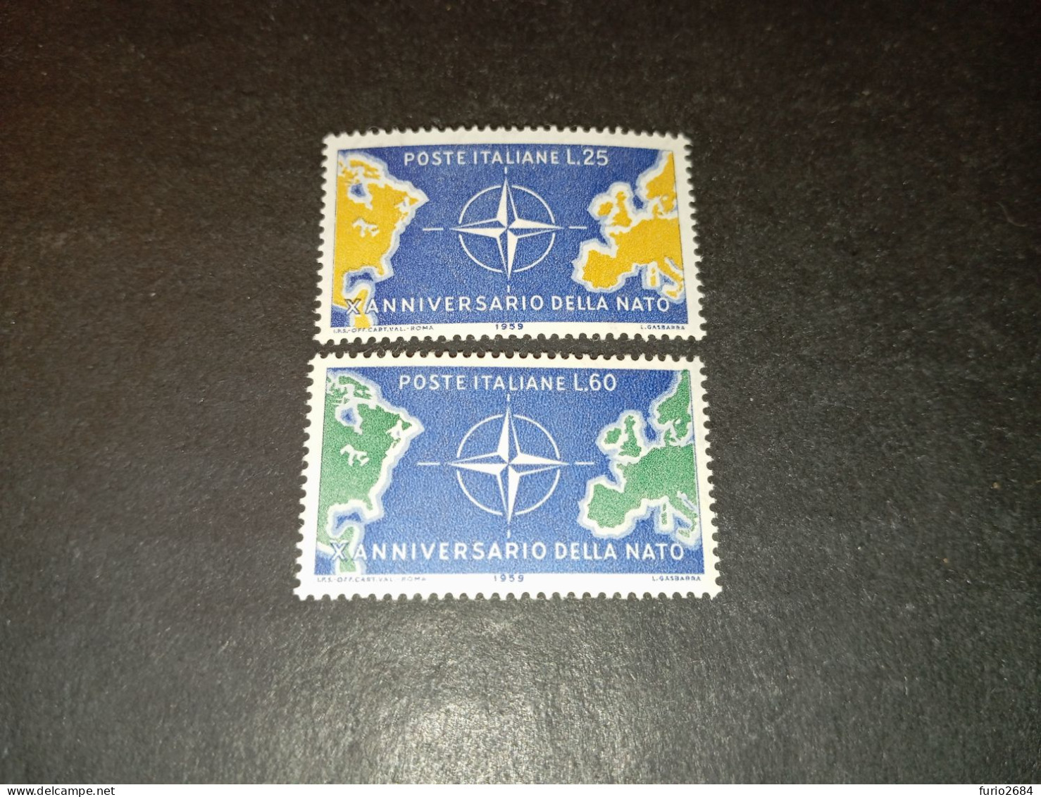 07AL07 REPUBBLICA ITALIANA 1959 DECENNALE DELLA NATO "XX" - 1946-60: Neufs