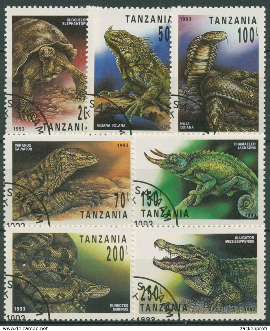 Tansania 1993 Reptilien Aligator Schlange Chamäleon Leguan 1503/09 Gestempelt - Tanzania (1964-...)