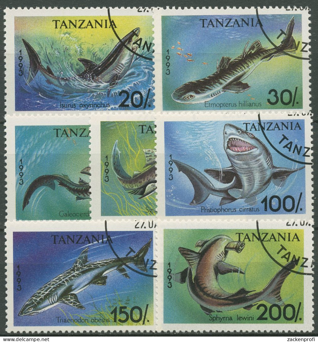 Tansania 1993 Fische Haie Tigerhai Hammerhai 1583/89 Gestempelt - Tanzanie (1964-...)