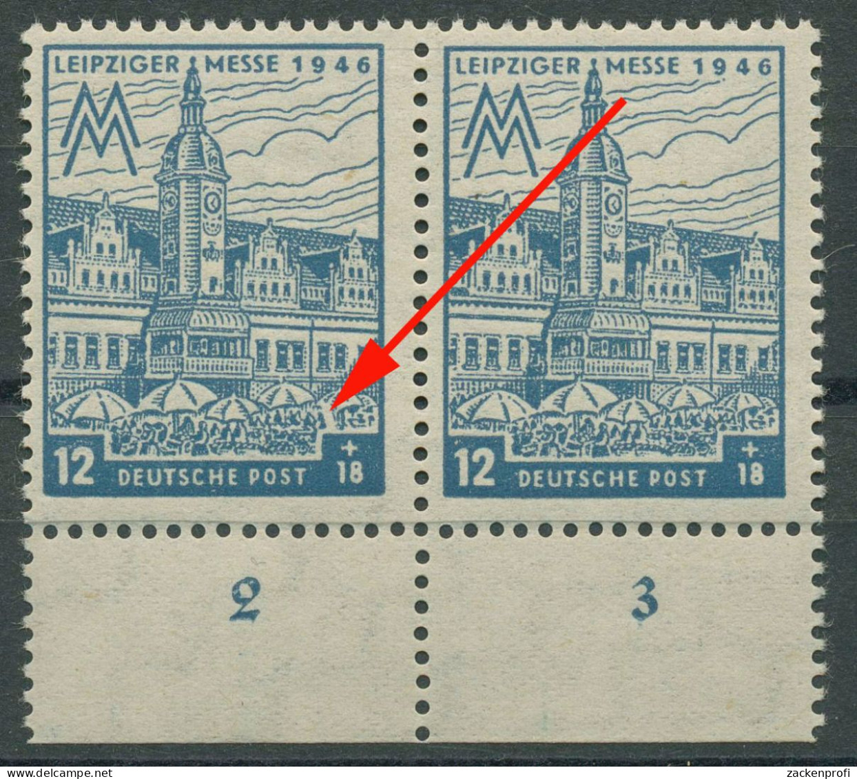 SBZ West-Sachsen 1946 Leipziger Messe WZ X Mit Plattenfehler 163 AX I Postfrisch - Andere & Zonder Classificatie
