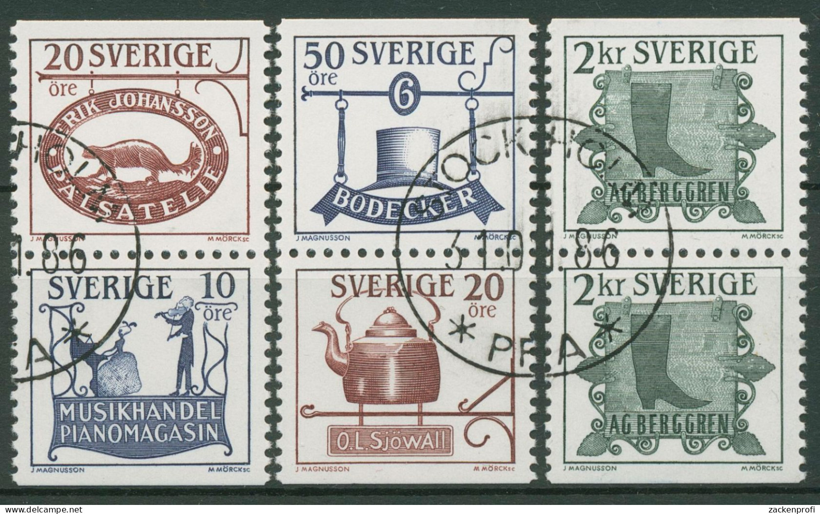 Schweden 1985 Laden-/Zunftschilder 1342/46 Gestempelt - Gebruikt