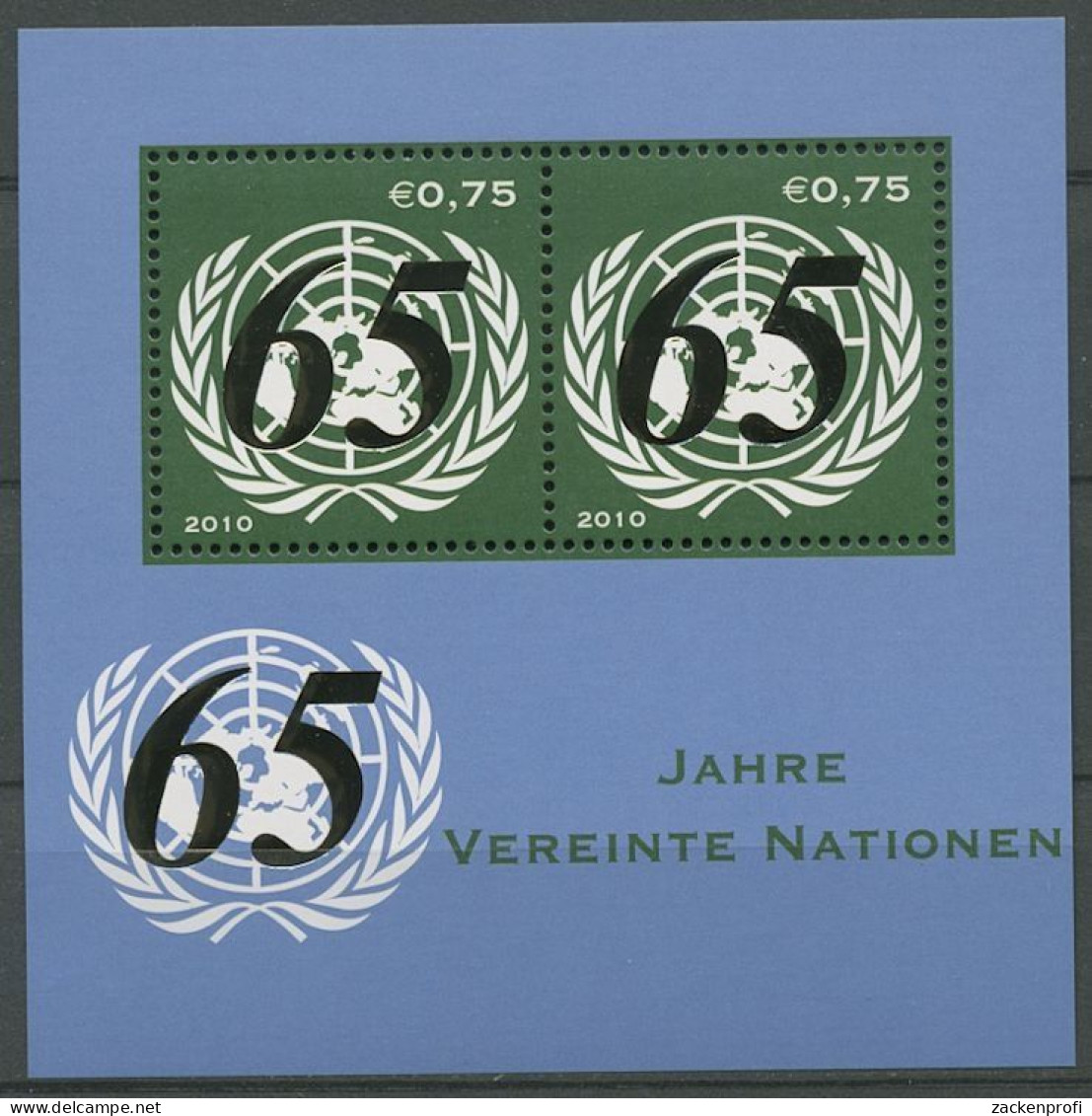 UNO Wien 2010 65 Jahre Vereinte Nationen Block 28 Postfrisch (C14173) - Blocs-feuillets