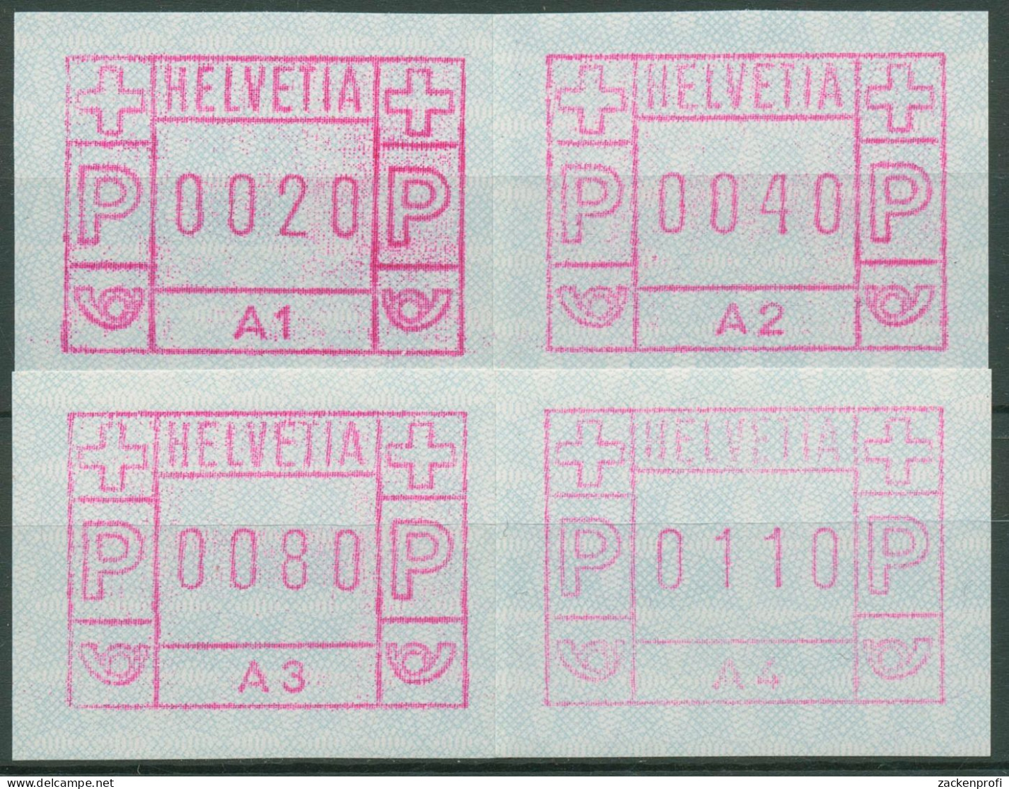 Schweiz Automatenmarken 1976 ATM 1 A1/A4 Postfrisch - Automatic Stamps