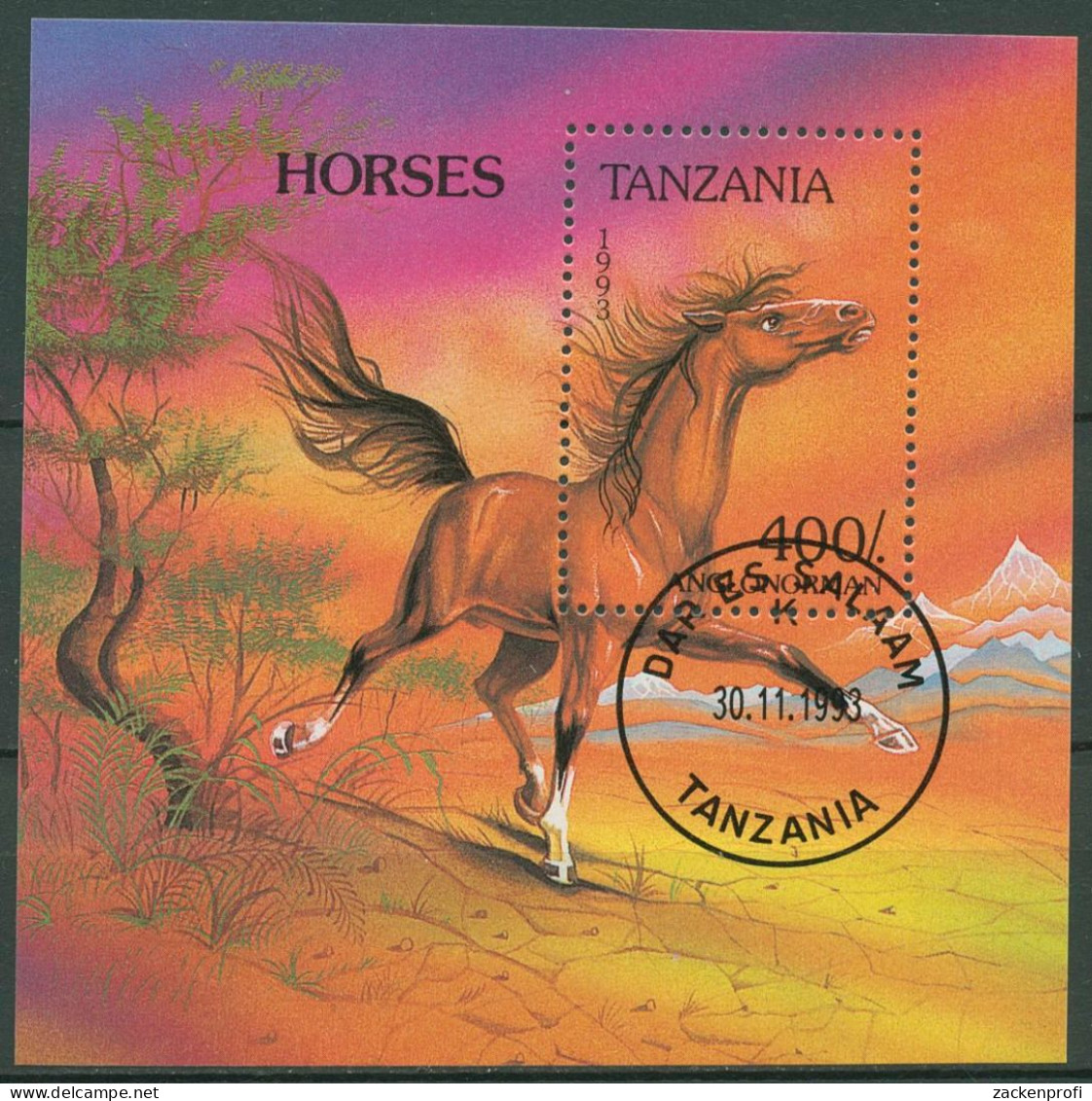 Tansania 1993 Pferde Anglonorman Block 235 Gestempelt (C40270) - Tansania (1964-...)