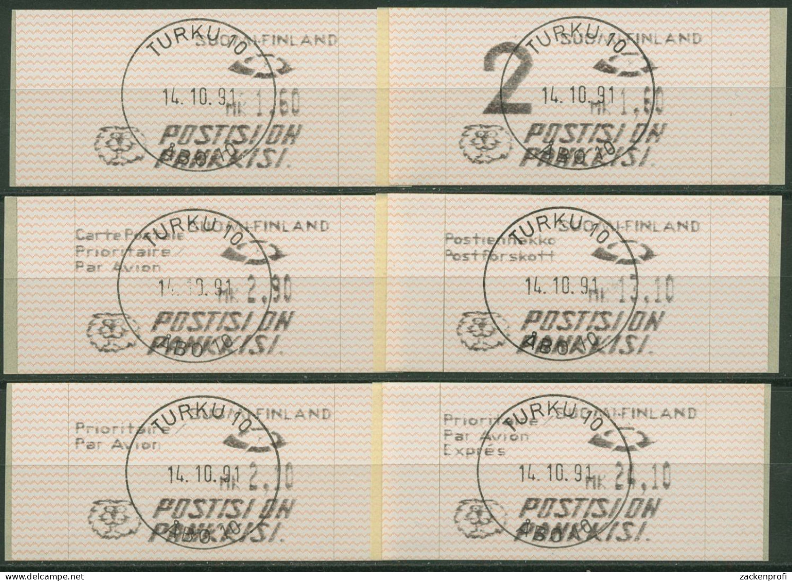 Finnland ATM 1991 Wellenlinien Zudrucksatz ATM 10.2 ZS 1 Gestempelt - Timbres De Distributeurs [ATM]