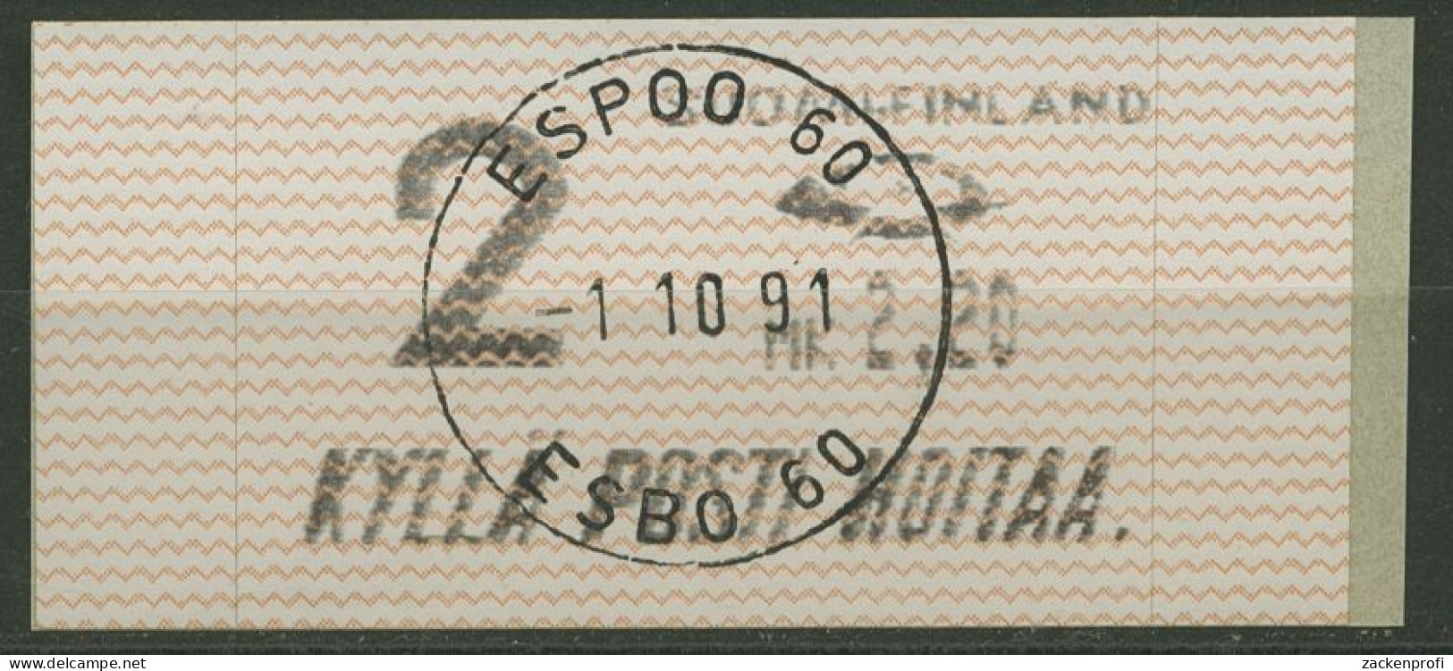 Finnland Automatenmarken 1991 MK 2,20 Einzelwert, ATM 10.1 Z2 Gestempelt - Automaatzegels [ATM]