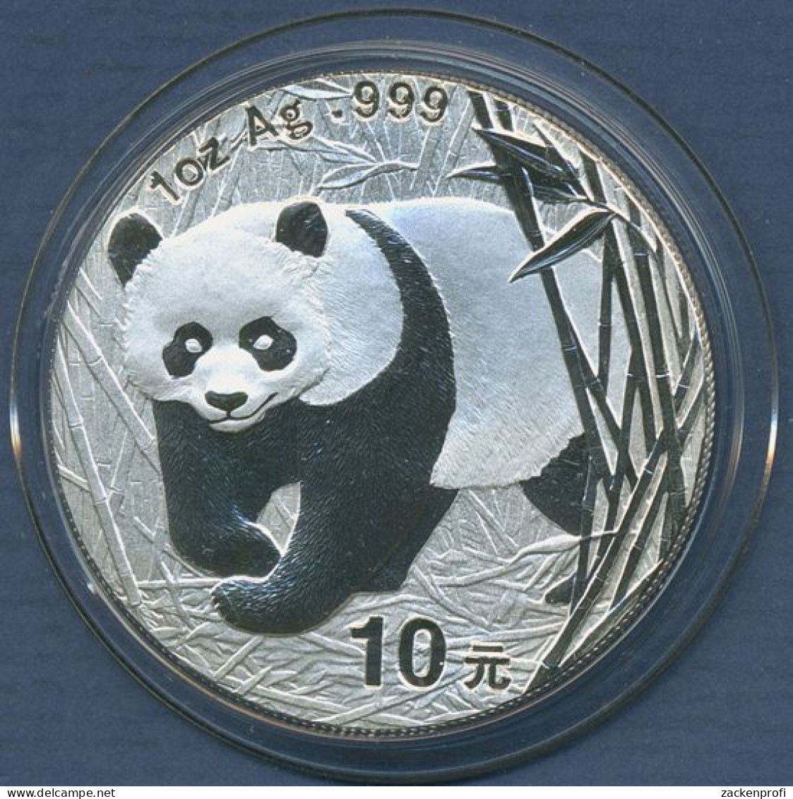 China Panda 10 Yuan 2002, 1 Unze Feinsilber, St In Kapsel (m6369) - China