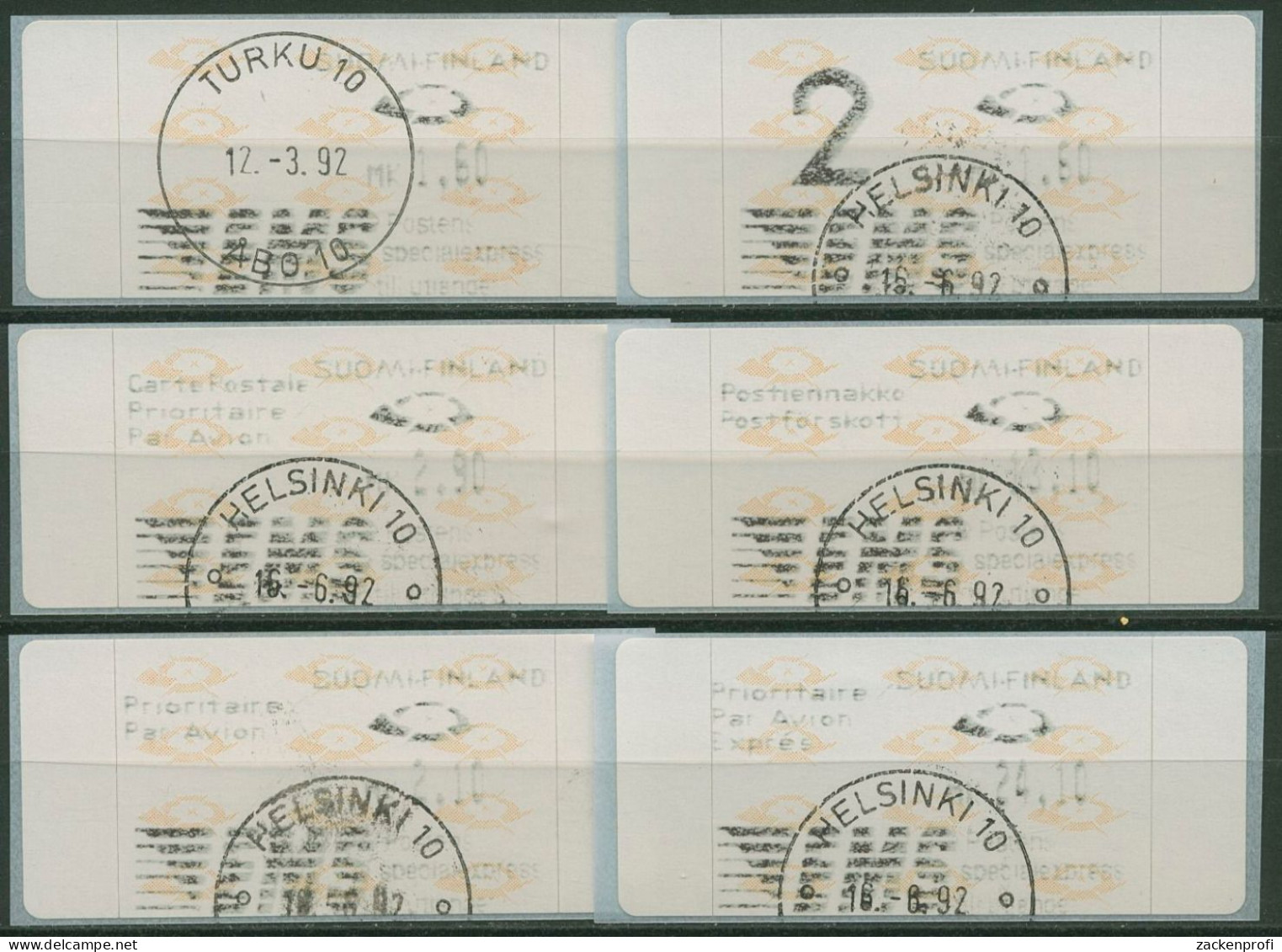 Finnland ATM 1992 Posthörner Zudrucksatz ATM 12.2 ZS 1 Gestempelt - Vignette [ATM]
