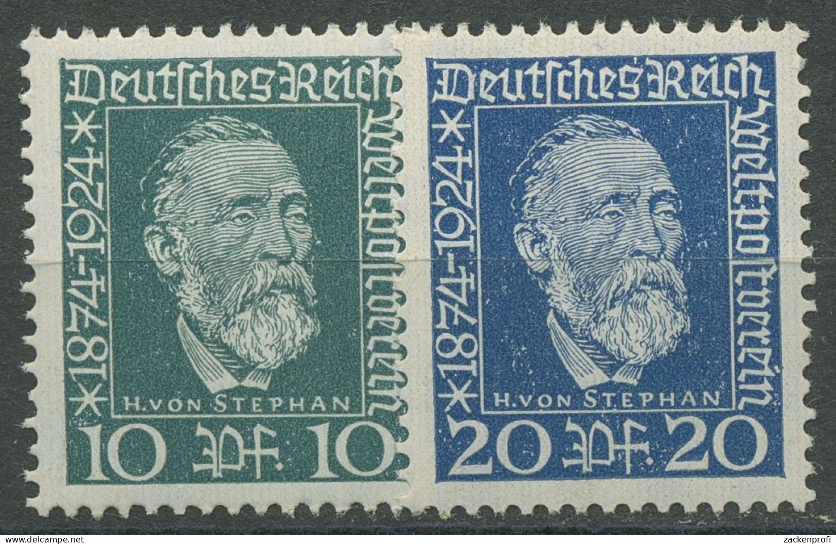 Deutsches Reich 1924 50 Jahre Weltpostverein, H. V. Stephan 368/69 Postfrisch - Ungebraucht