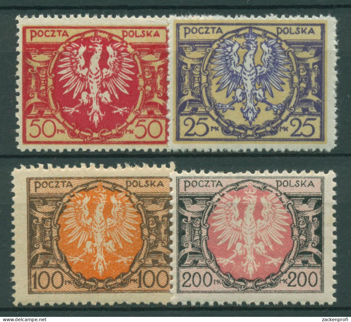 Polen 1921 Großer Adler Auf Schild 171/74 Postfrisch - Unused Stamps