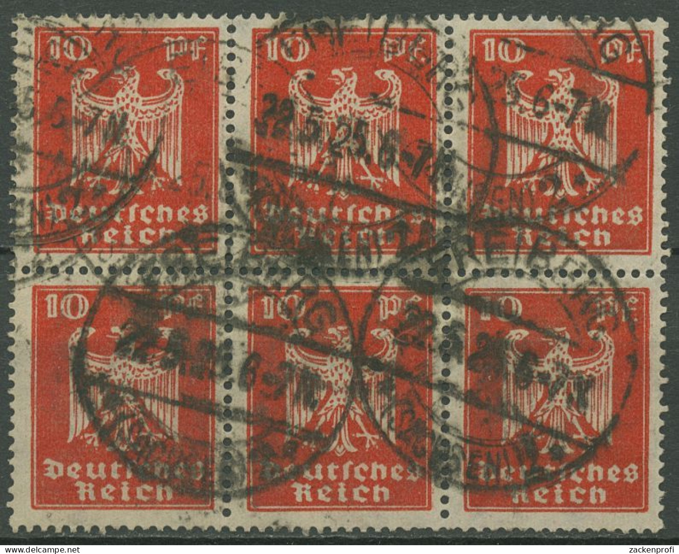 Deutsches Reich 1924 Neuer Reichsadler 357 X 6er-Block Gestempelt - Usati
