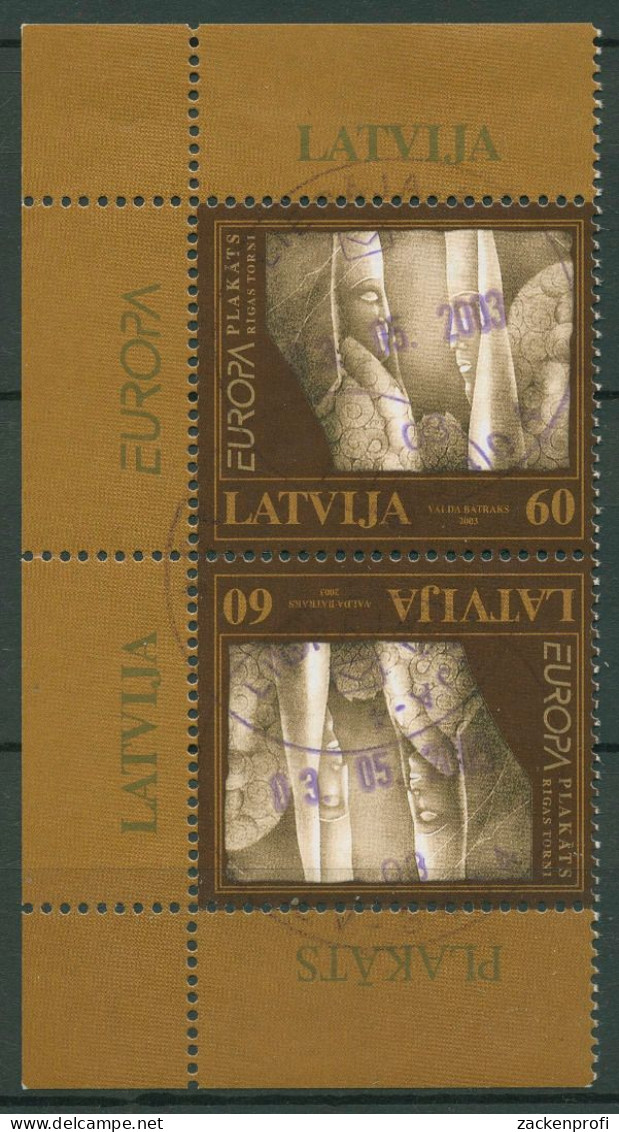 Lettland 2003 Europa CEPT Plakate Kehrdruckpaar 590 KD Gestempelt - Latvia