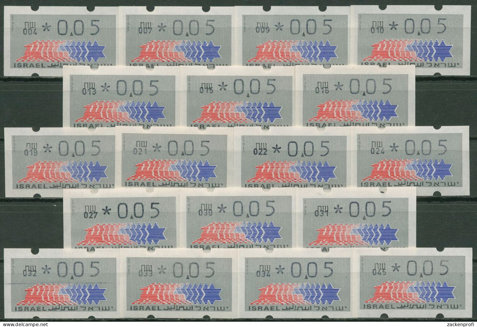 Israel ATM 1990 Hirsch Satz Mit 18 Verschiedenen Automaten ATM 3.1 Postfrisch - Franking Labels