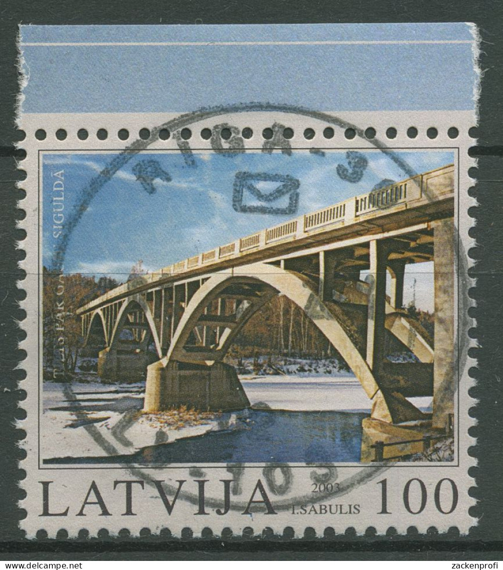 Lettland 2003 Brücken Sigulda Blockeinzelmarke 593 Gestempelt - Lettland