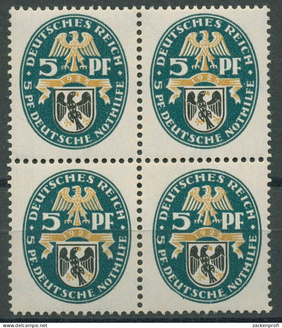 Deutsches Reich 1925 Nothilfe: Landeswappen Preußen 375 4er-Block Postfrisch - Unused Stamps