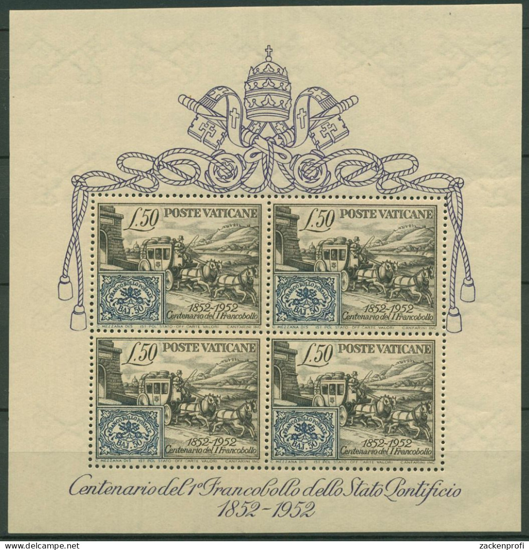 Vatikan 1952 100 Jahre Briefmarken Block 1 Postfrisch (C91515) - Blocks & Sheetlets & Panes