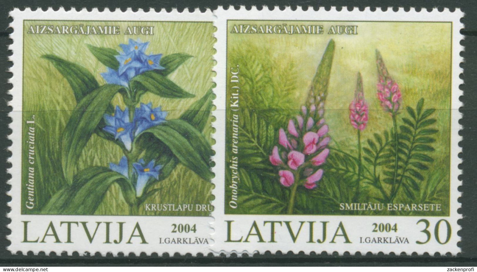 Lettland 2004 Geschützte Pflanzen Kreuzenzian, Sand-Esparsette 608/09 Postfrisch - Latvia