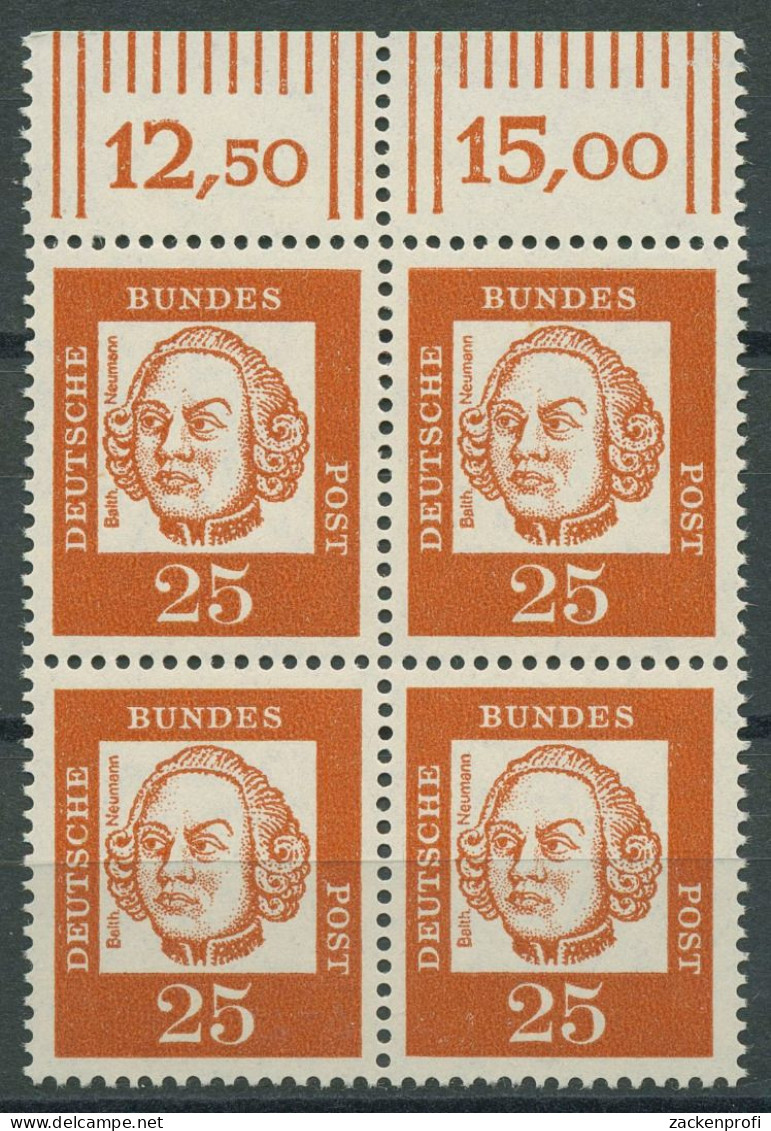 Bund 1961 Bedeutende Deutsche Mit Oberrand 353 Y W OR 4er-Block Postfrisch - Nuovi
