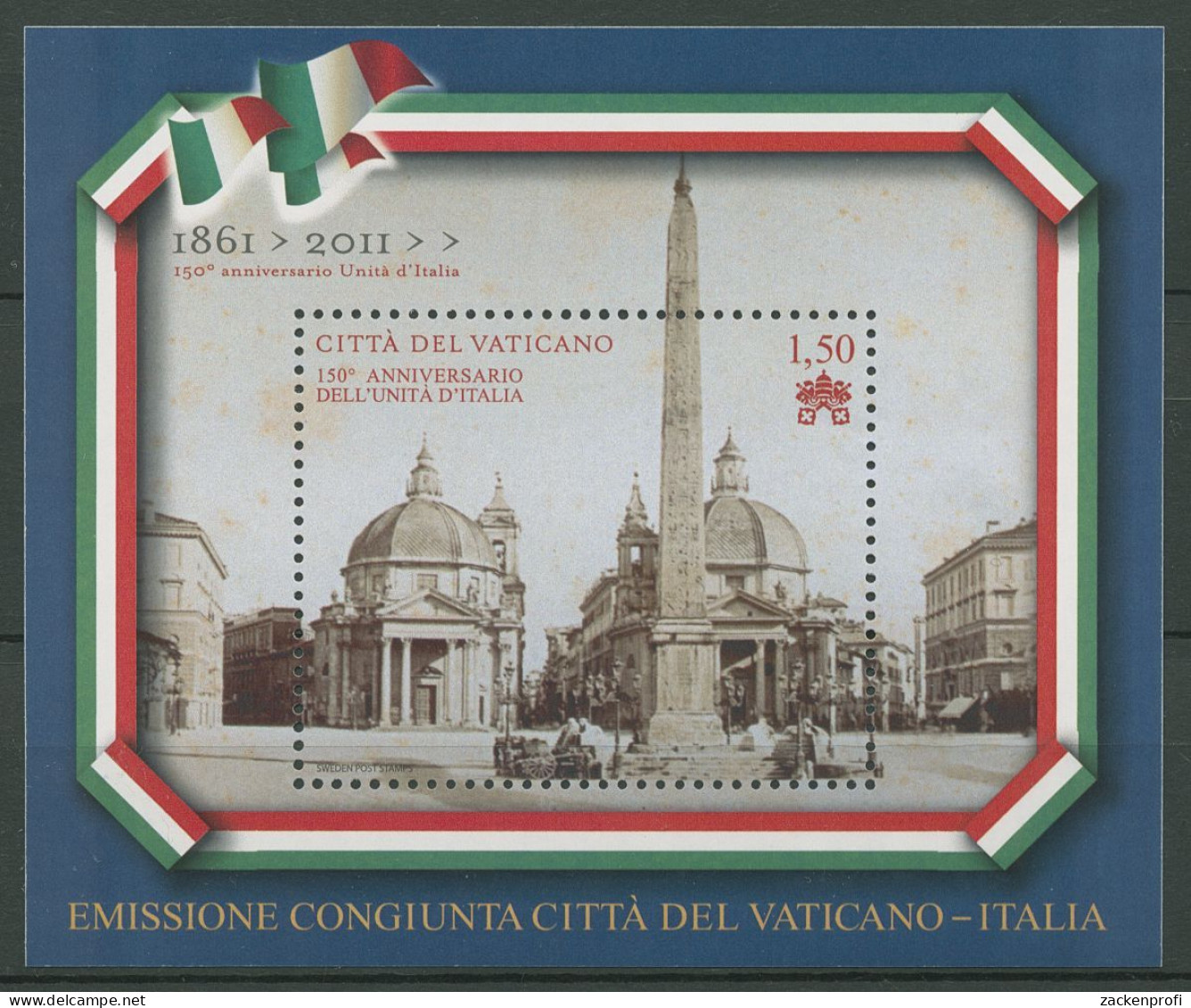 Vatikan 2011 150 Jahre Einheit Italiens Petersplatz Block 35 Postfrisch (C63094) - Blokken & Velletjes