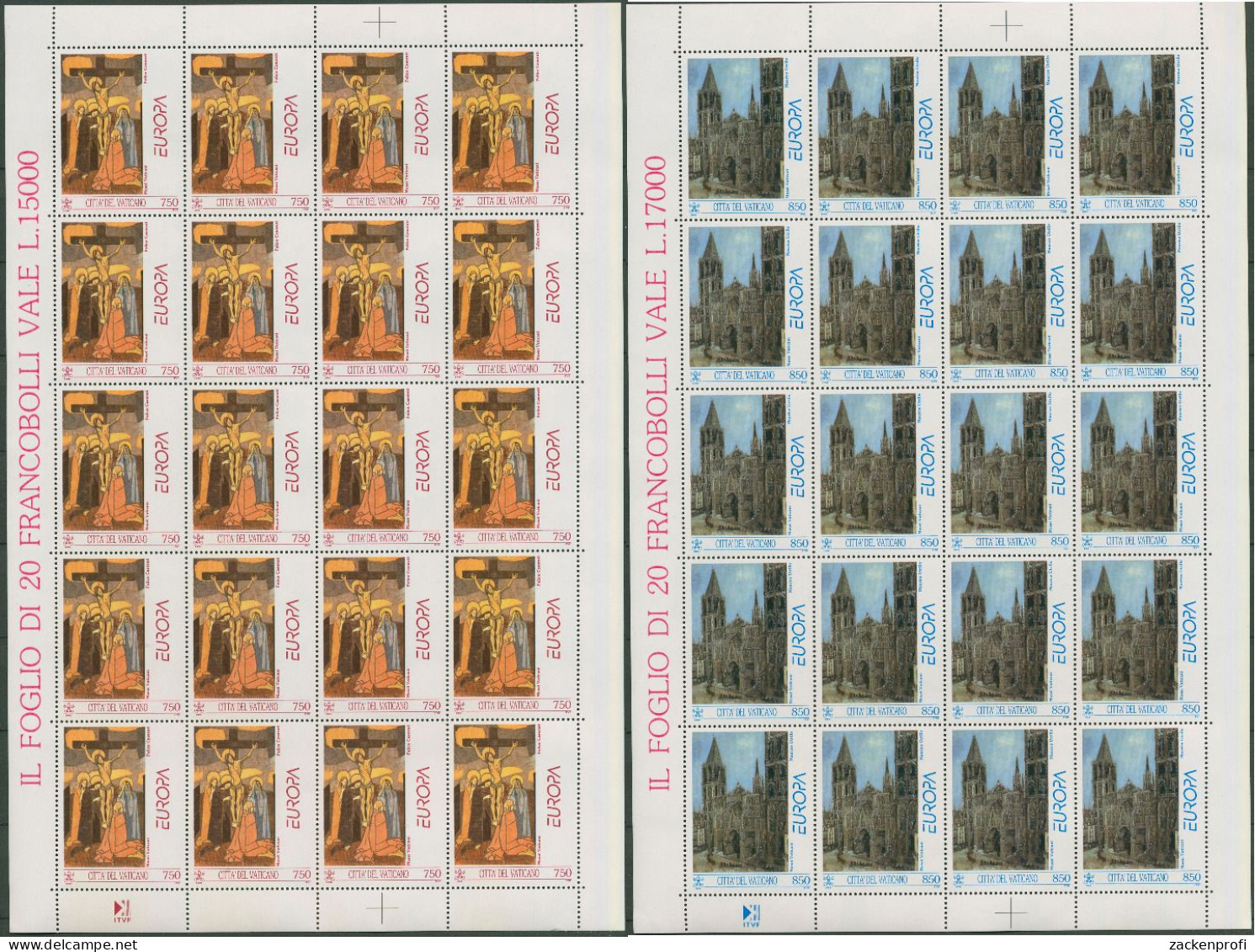 Vatikan 1993 Europa CEPT Zeitgenössi. Kunst 1099/00 Bogen Postfrisch (SG61628) - Nuevos