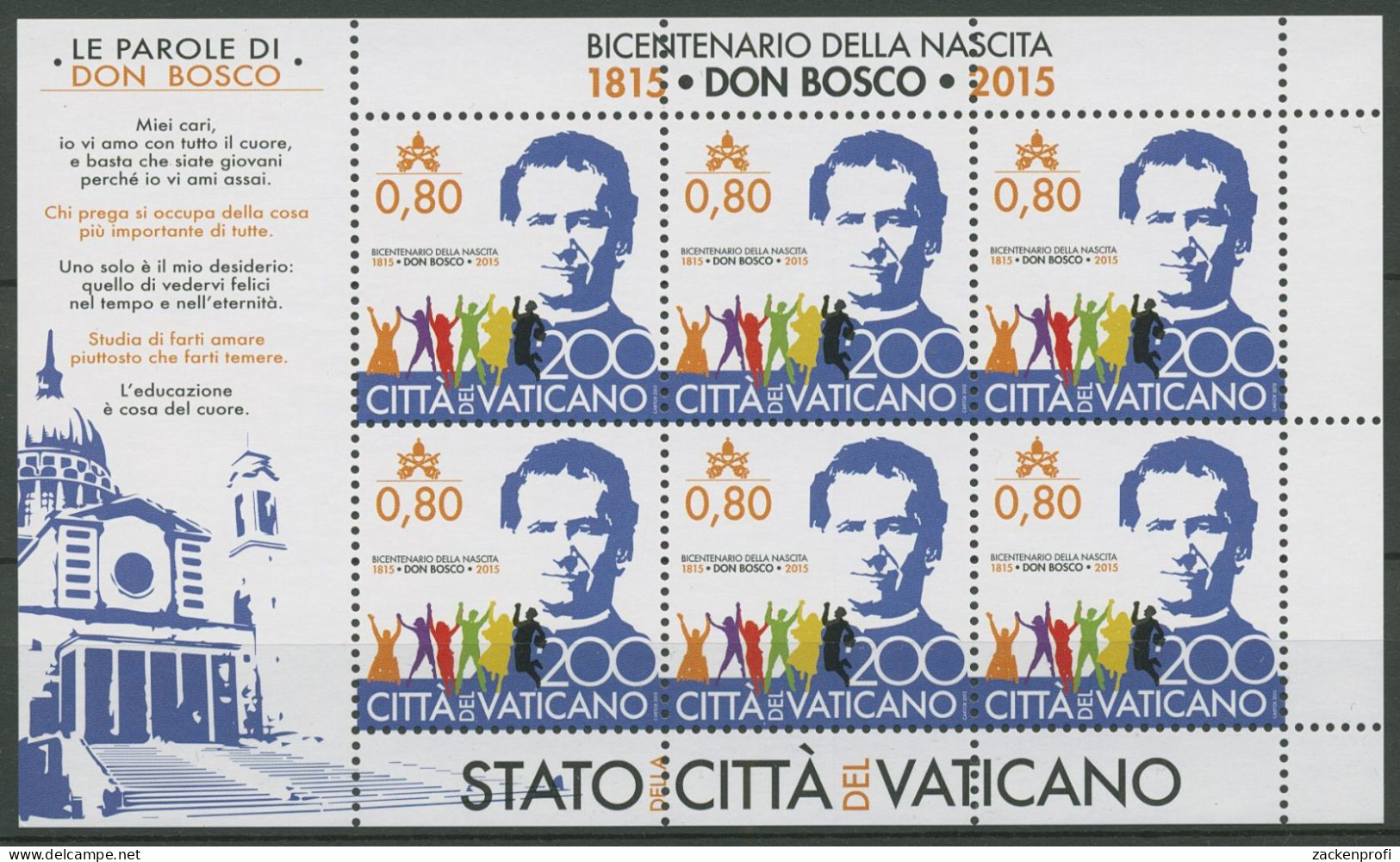 Vatikan 2015 Priester Don Bosco Kleinbogen 1836 K Postfrisch (C63105) - Blocks & Sheetlets & Panes