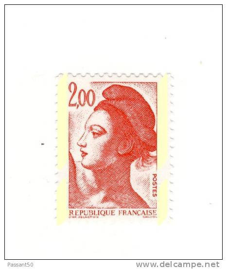 Liberté 2fr Rouge YT 2274e Avec Gros Phospho à Cheval. Superbe, Voir Le Scan. Cote YT : 13 €, Maury N° 2276 A : 13 €. - Ungebraucht