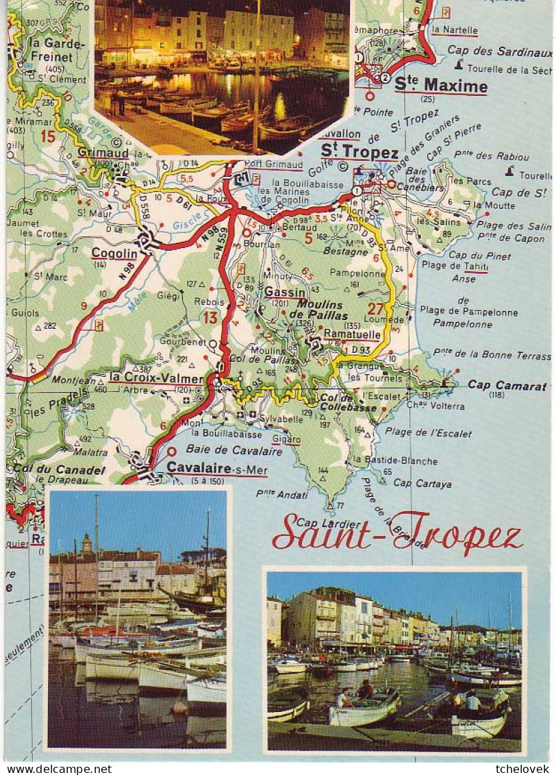(83). St Tropez. 721 Bis Le Port 1972 & Carte Géographique & Port La Nuit & (3) 1999 - Saint-Tropez