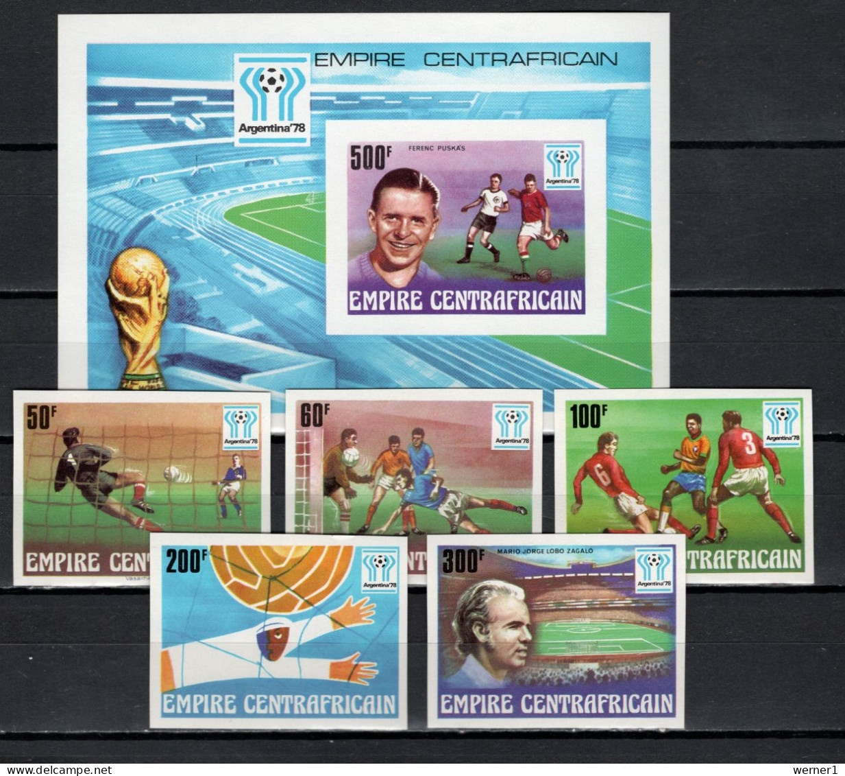 Central Africa 1977 Football Soccer World Cup Set Of 5 + S/s Imperf. MNH -scarce- - 1978 – Argentina